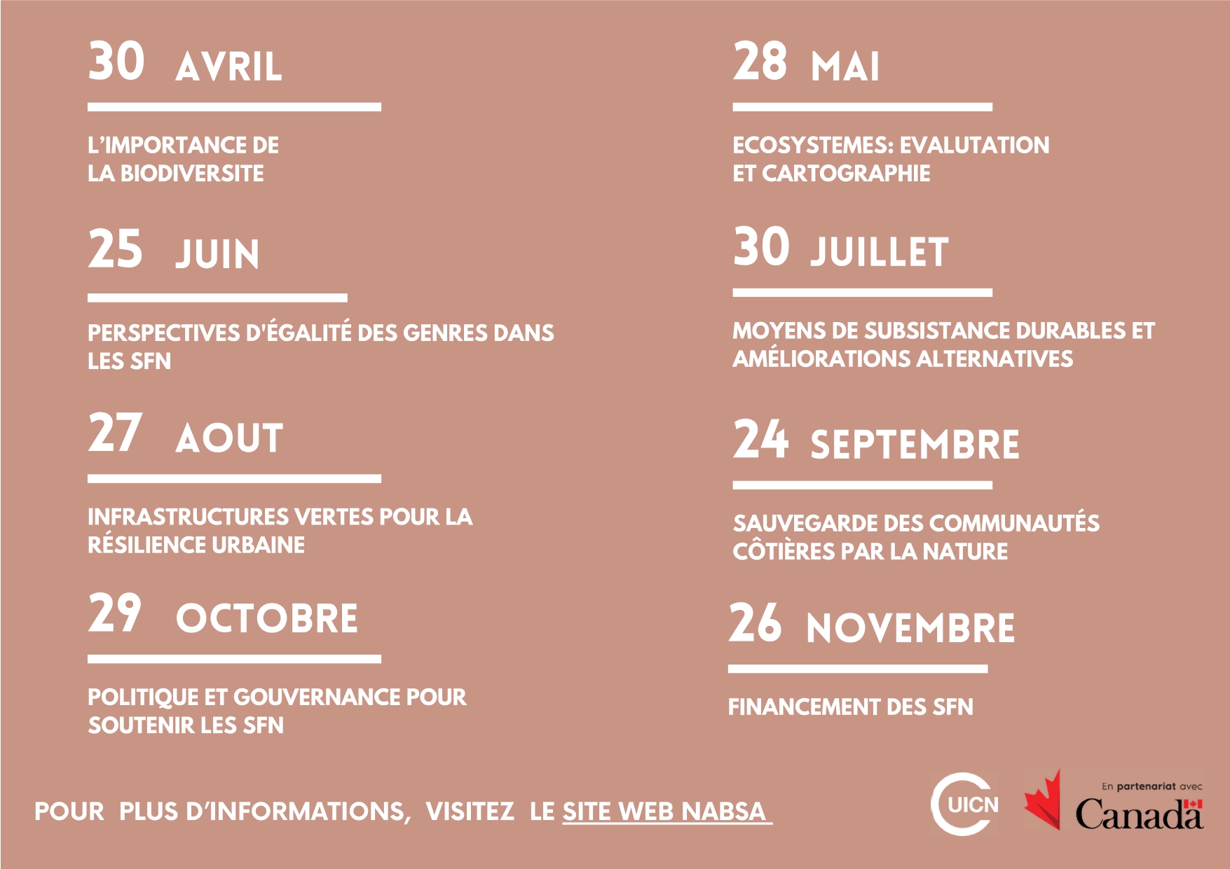NAbSA Dialogues Calendar of Events in French