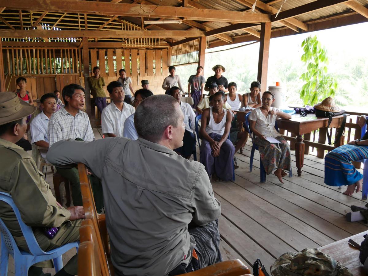 Organising a community meeting in Tanintharyi landscape, Myanmar (credit T.Gelsi IUCN)