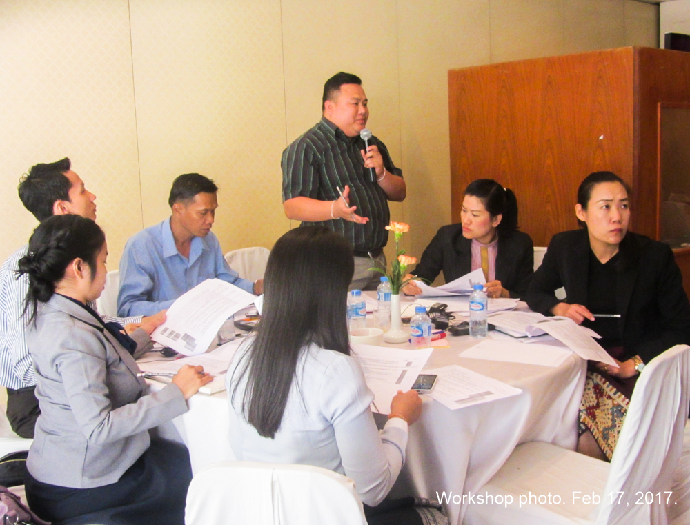 Participant discussions during the Lao PDR NBSAP workshop, Vientiene, Lao PDR 