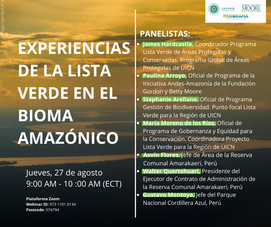 webinar “Lista Verde de Áreas Protegidas y Conservadas, soluciones inspiradoras desde la Amazonía” 
