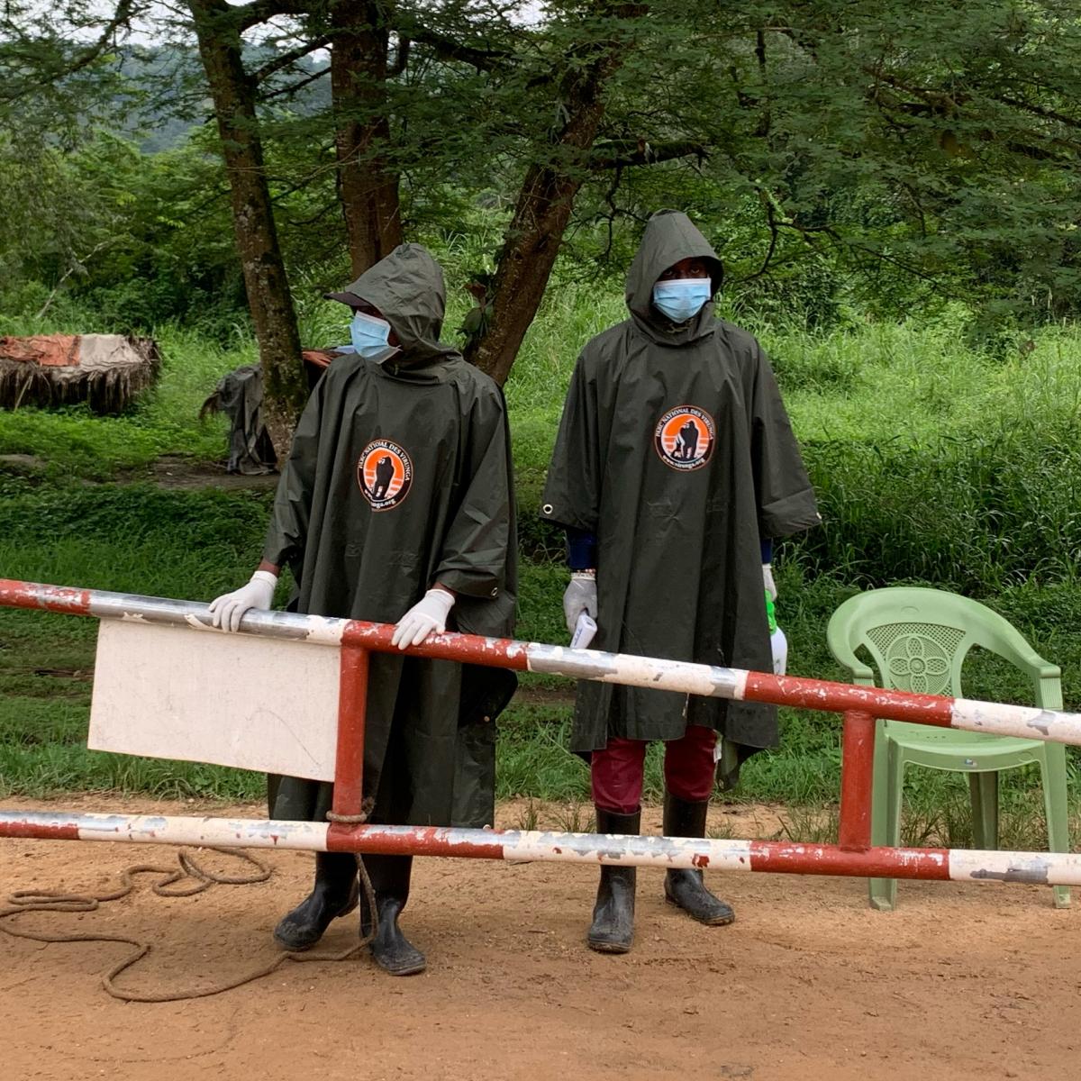 Rangers at a checkpoint to screen for Ebola in Virunga National Park, Democratic Republic of Congo