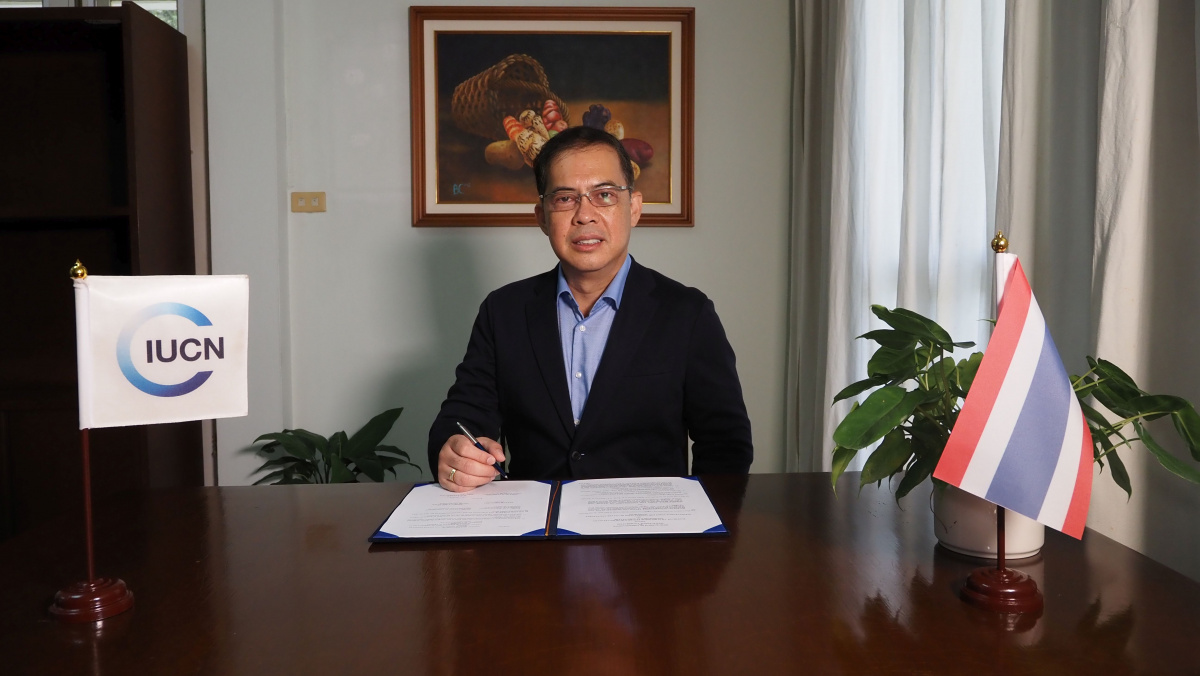 Dr. Dindo Campilan, IUCN Asia Director and Oceana Hub Director during the virtual signing ceremony, 28 May 2021