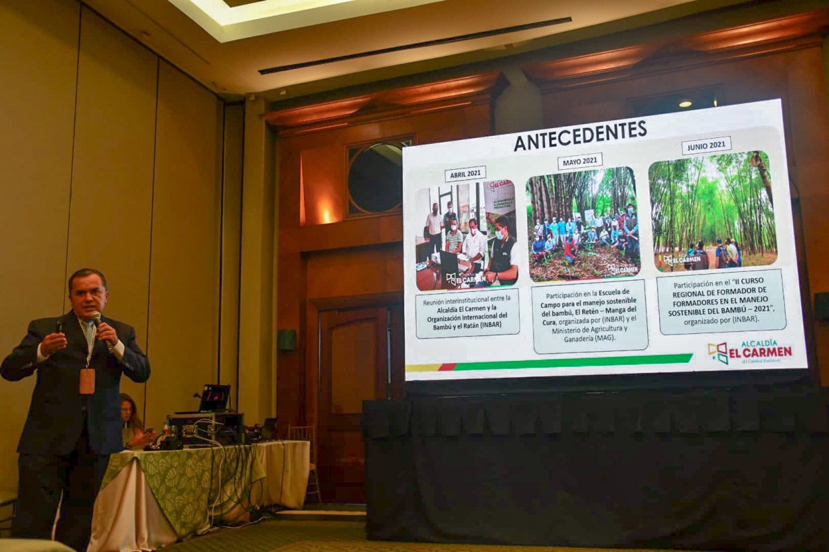 Rodrigo Mena, Alcalde Municipalidad de El Carmen en Seminario Internacional sobre Políticas y Desarrollo Industrial del Bambú