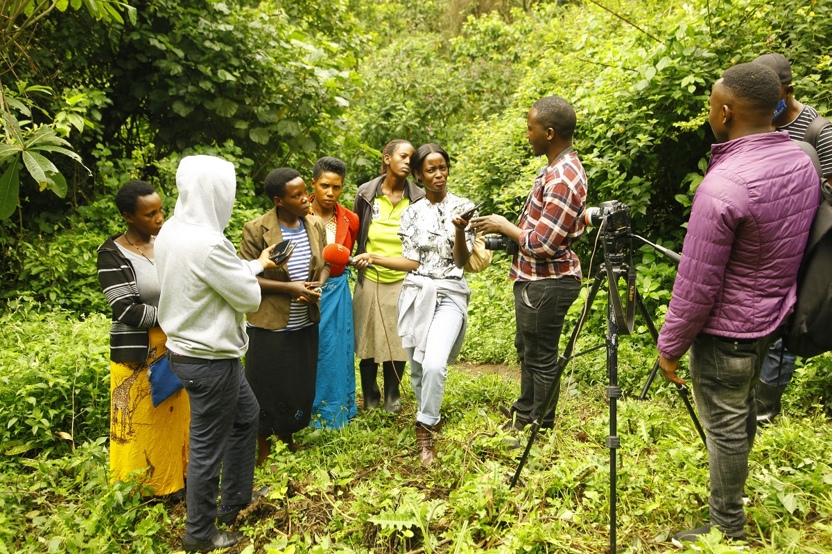 Journalist in the field in Uganda