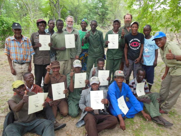 The Namibian trackers with their certificates