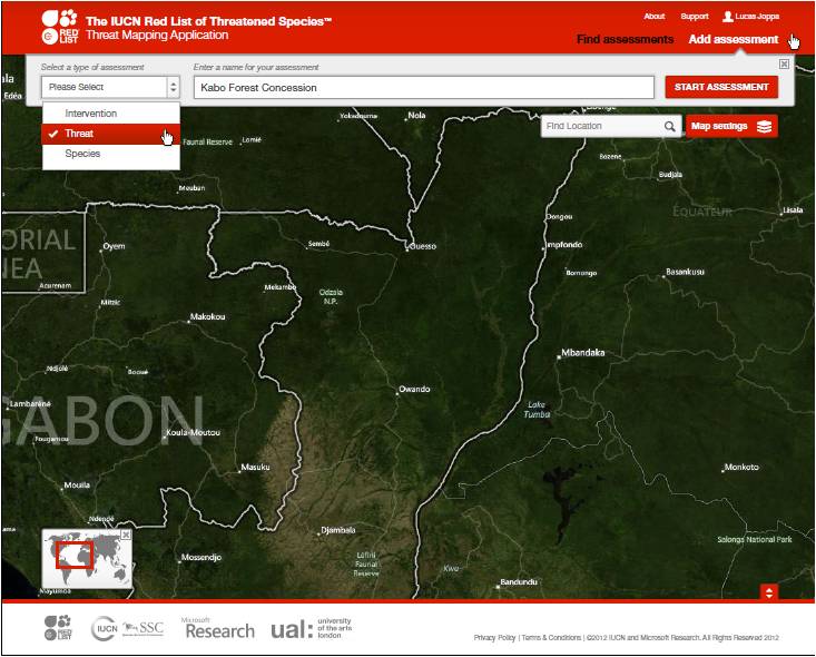 IUCN Microsoft Threat Mapping tool
