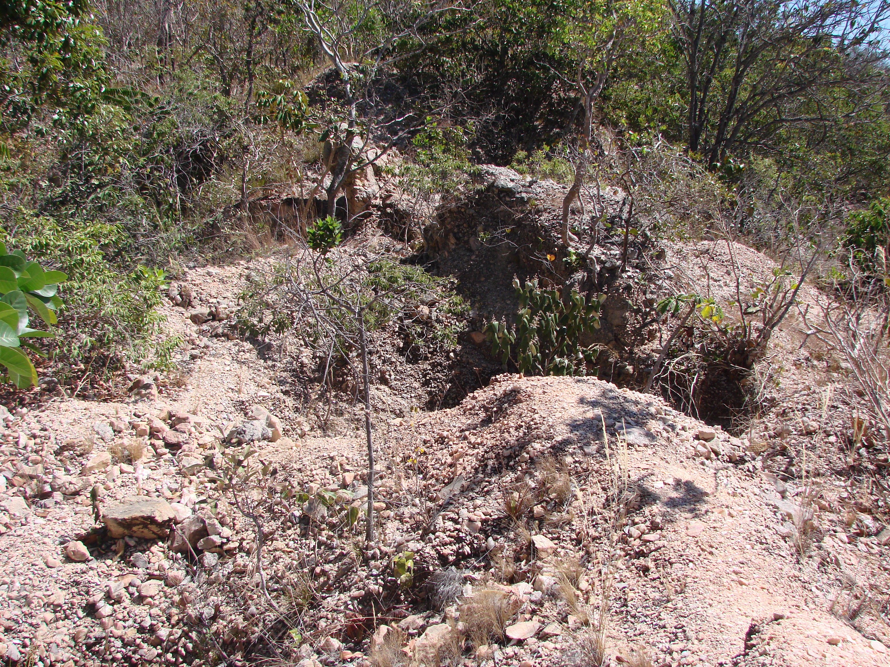 Old quartz mineshafts within Chapada do Veadeiros National Park, Brazil