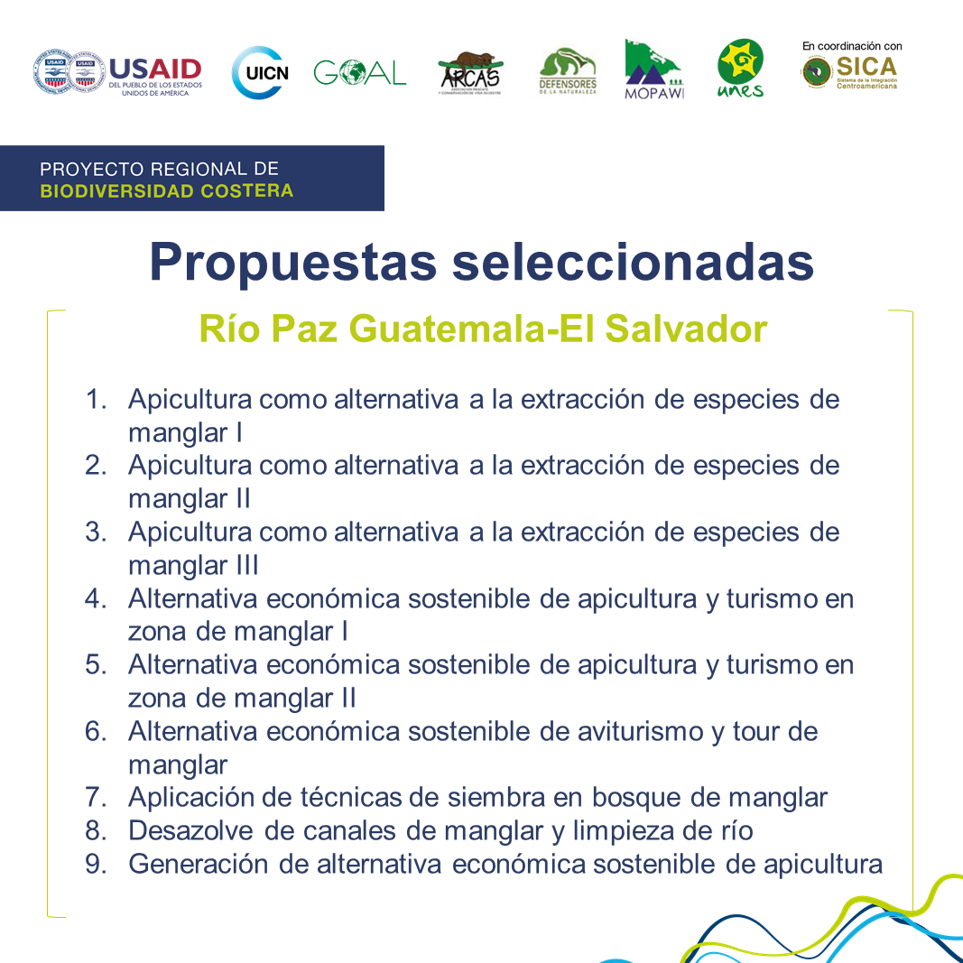 Propuestas seleccionadas en Río Paz Guatemala - El Salvador