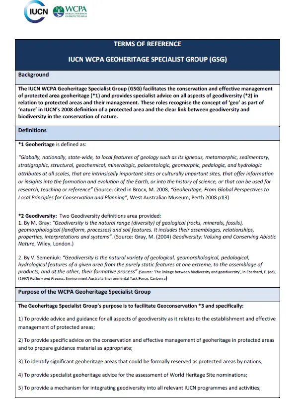 Geoheritage Specialist Group ToR 2017n2020