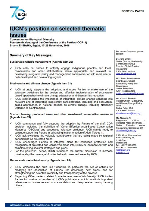 position paper CBD COP14