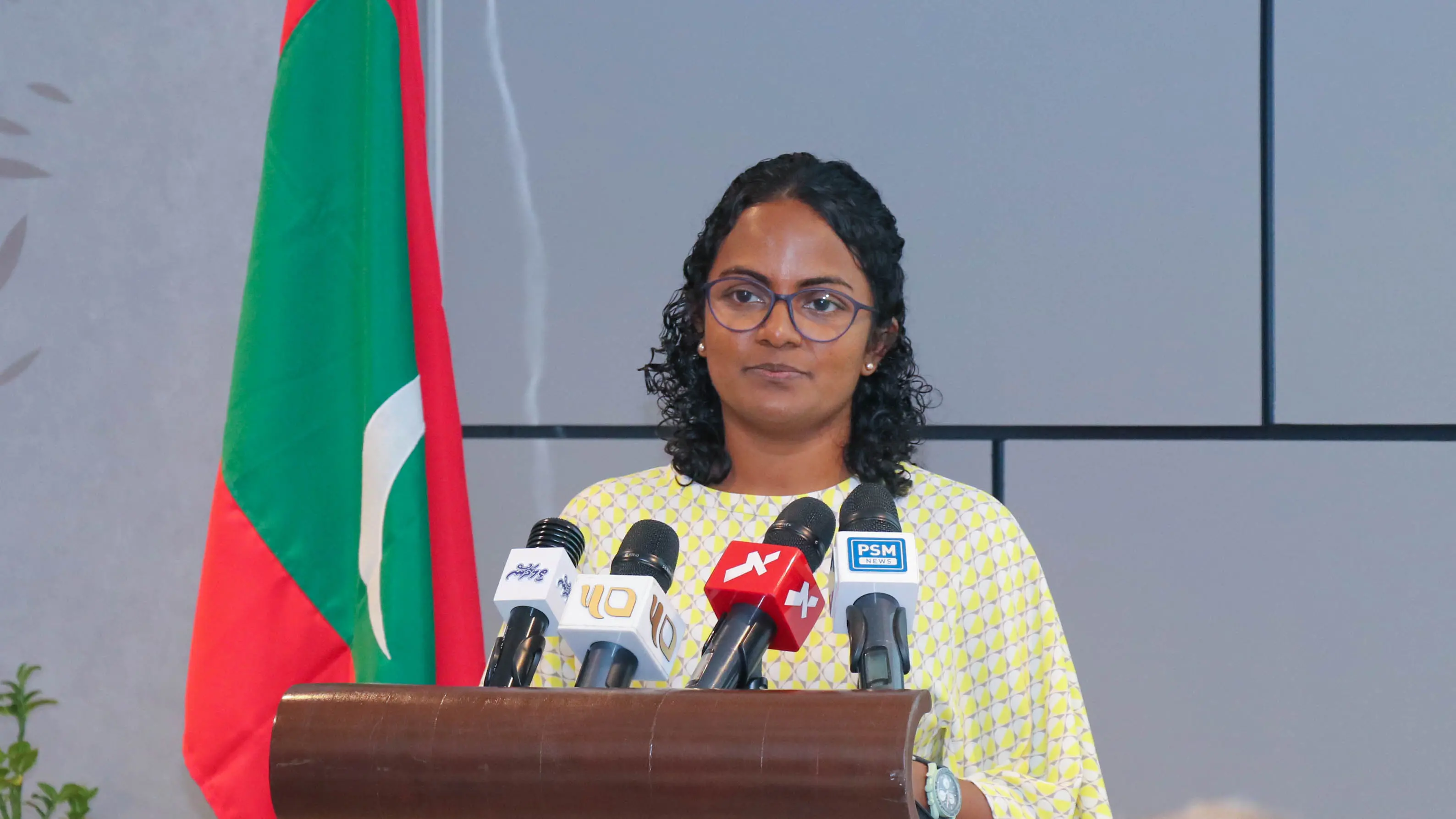 H.E. Aminath Shauna speaking at the event