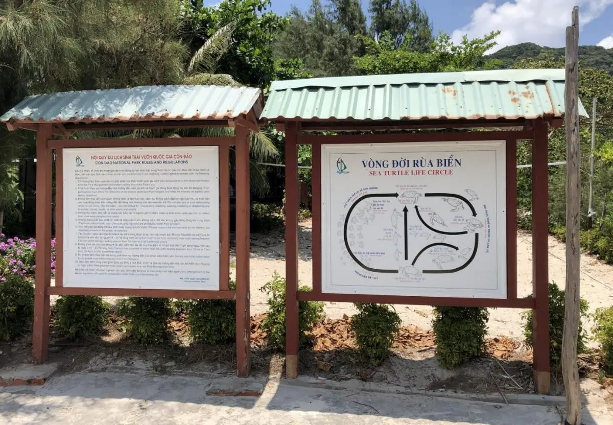 Regulations on a turtle nesting beach, Bay Canh island, Con Dao National Park, Viet Nam