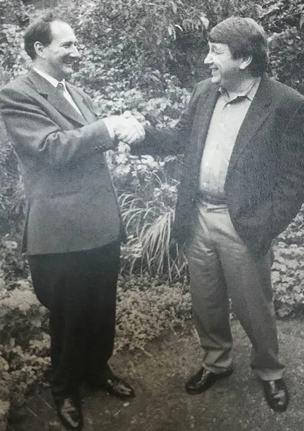 Hugh Synge (left) with Paul Cox on the Plant Talk deal