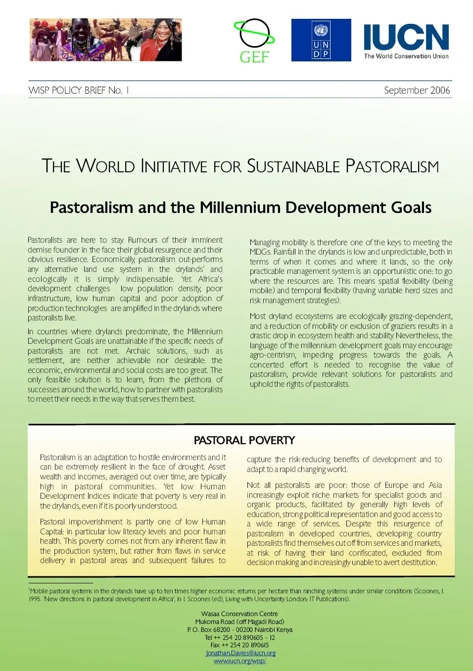 Pastoralism and the Millenium Development Goals