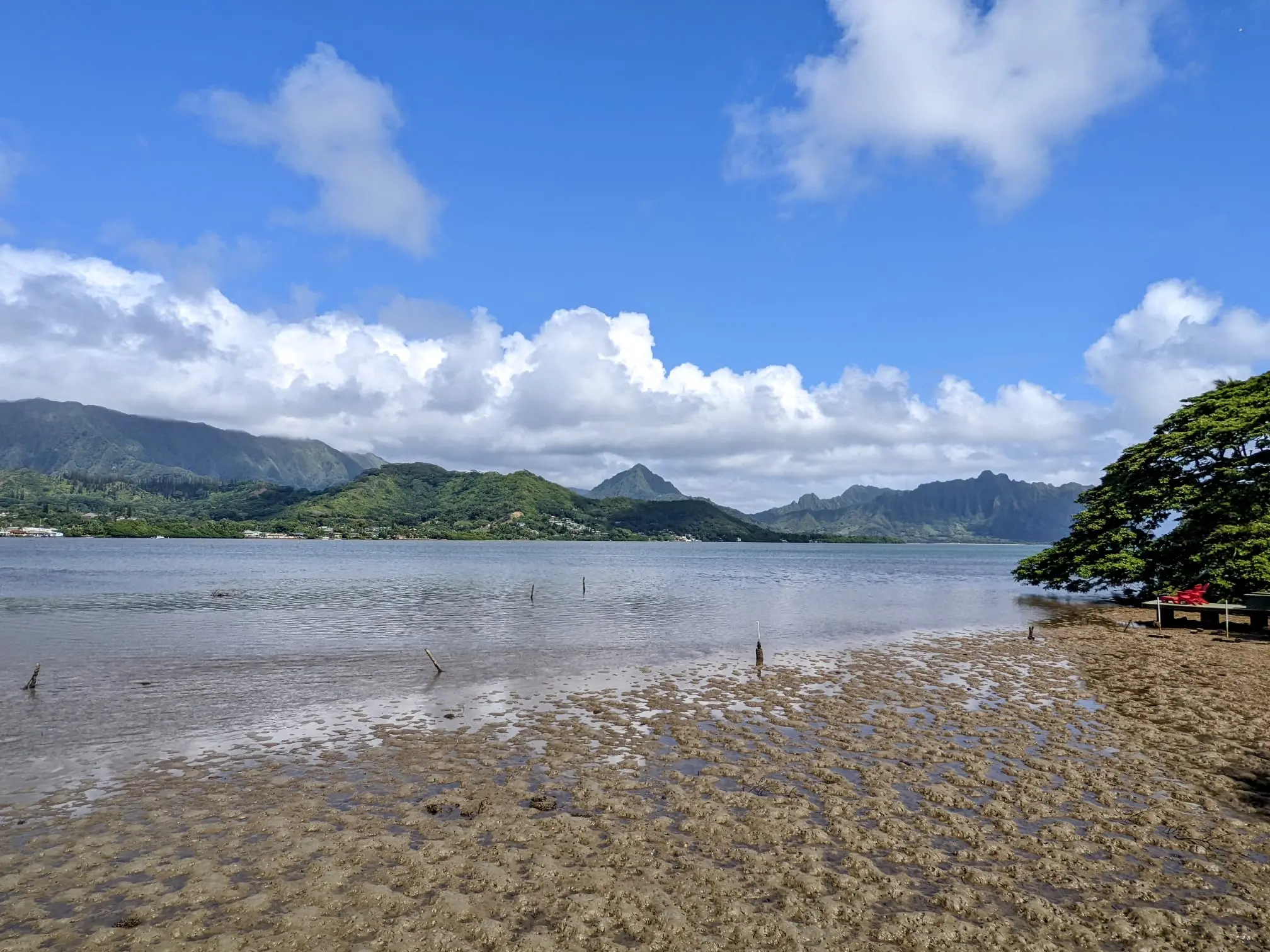 The ancient Hawaiian site of Kahouna Fishpond in Kāneʻohe Bay on the windward side of the island of Oʻahu.